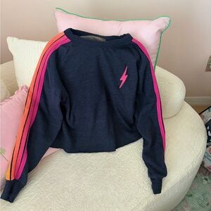 Aviator Nation Sweatshirt with Pink and Orange Stripes